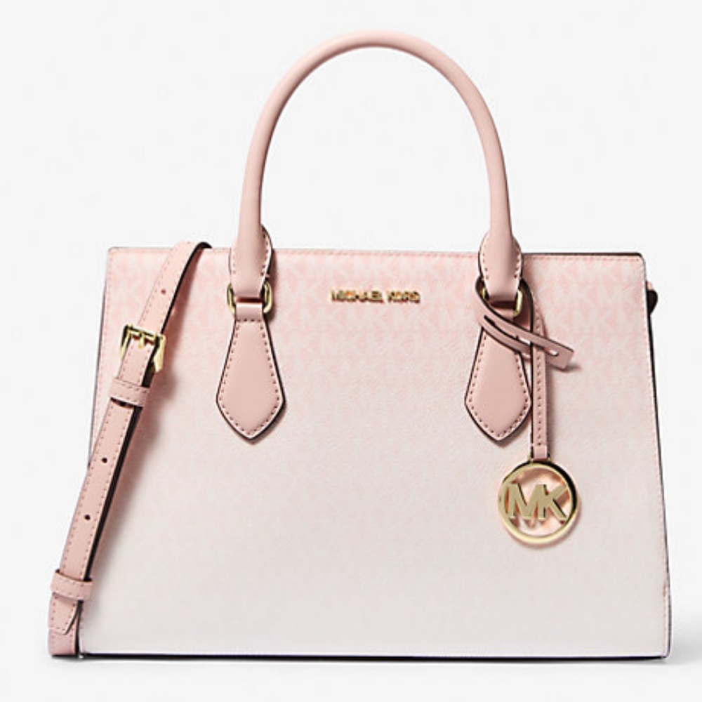 Michael Kors Sheila Medium Ombré Signature Logo Satchel (Powder Blush) - Picture 2 of 14